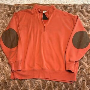 Men’s Orvis quarter zip with elbow patches size Large